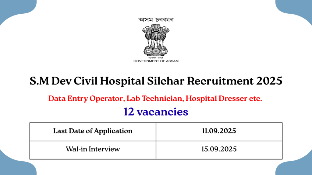 SM Dev Civil Hospital Silchar Recruitment 2025